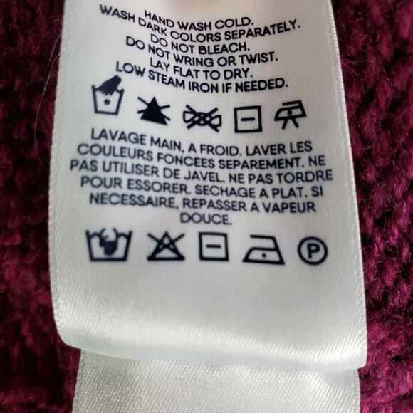 Lands End Sweater Women’s Plus Size 1X Magenta Purple Pullover Cable Knit Cotton - Picture 8 of 9